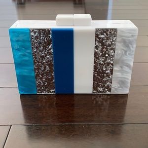 Blue and White clutch